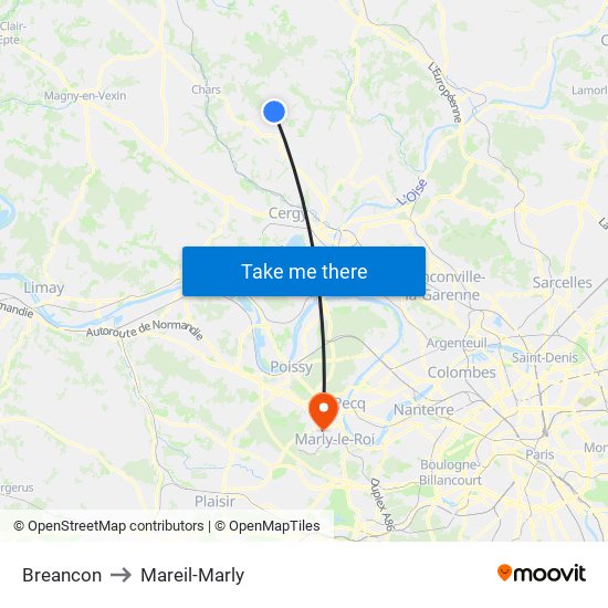 Breancon to Mareil-Marly map