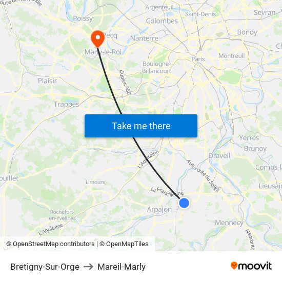 Bretigny-Sur-Orge to Mareil-Marly map