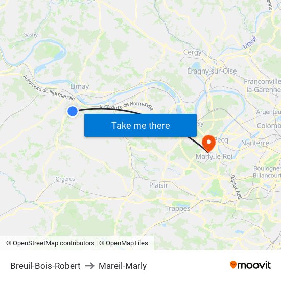 Breuil-Bois-Robert to Mareil-Marly map