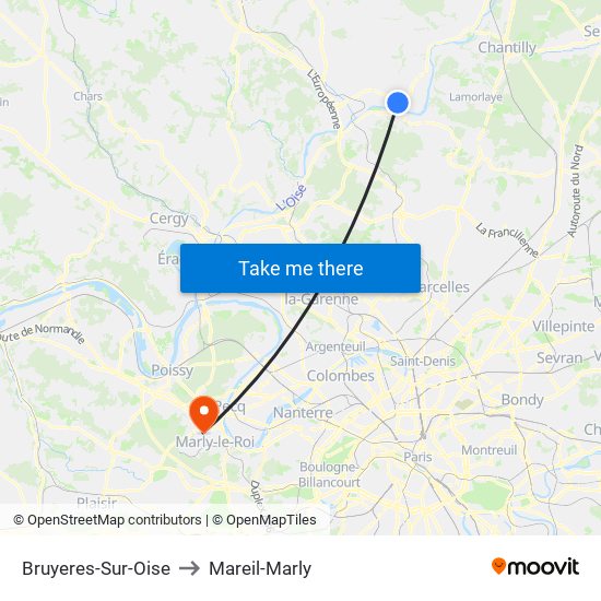 Bruyeres-Sur-Oise to Mareil-Marly map