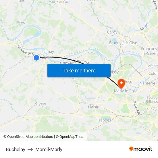 Buchelay to Mareil-Marly map