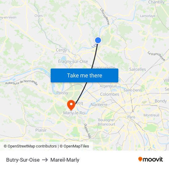 Butry-Sur-Oise to Mareil-Marly map