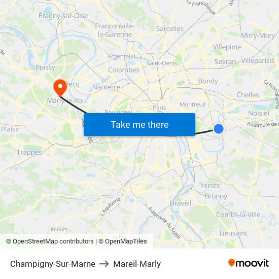 Champigny-Sur-Marne to Mareil-Marly map