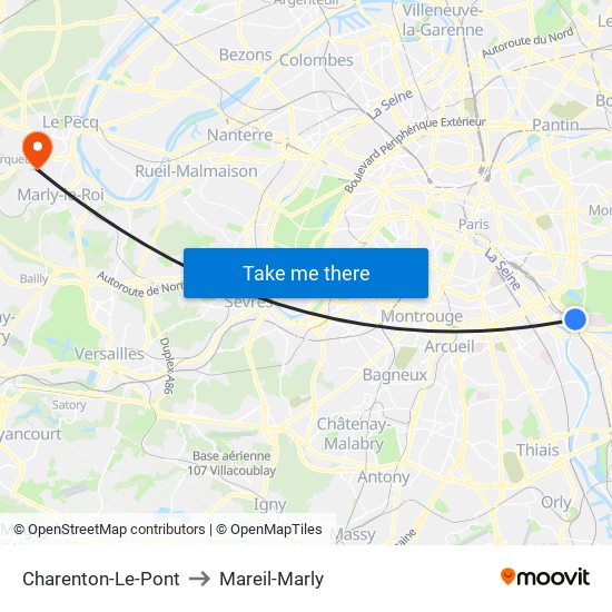 Charenton-Le-Pont to Mareil-Marly map