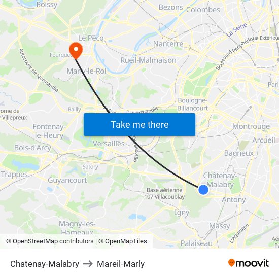 Chatenay-Malabry to Mareil-Marly map