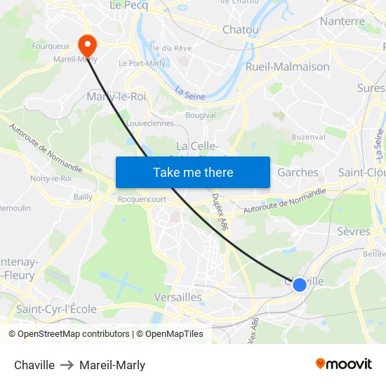 Chaville to Mareil-Marly map