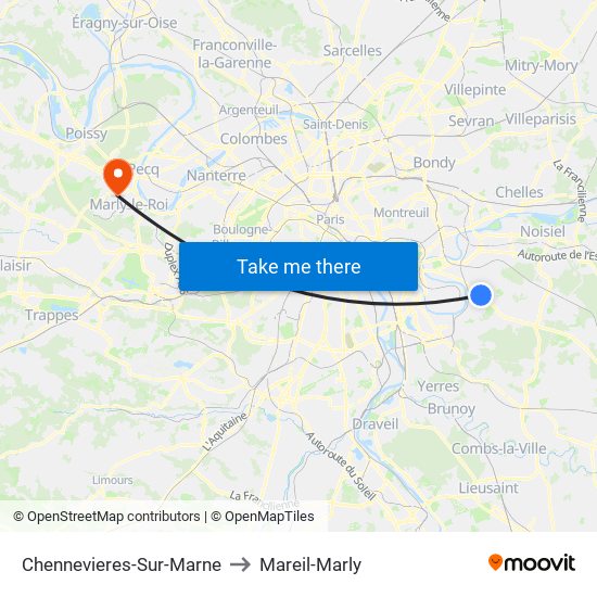 Chennevieres-Sur-Marne to Mareil-Marly map