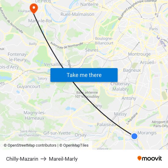 Chilly-Mazarin to Mareil-Marly map