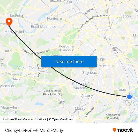 Choisy-Le-Roi to Mareil-Marly map