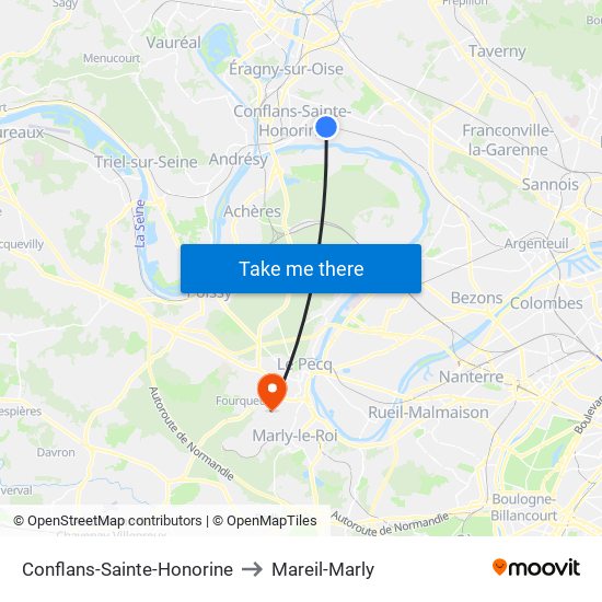 Conflans-Sainte-Honorine to Mareil-Marly map