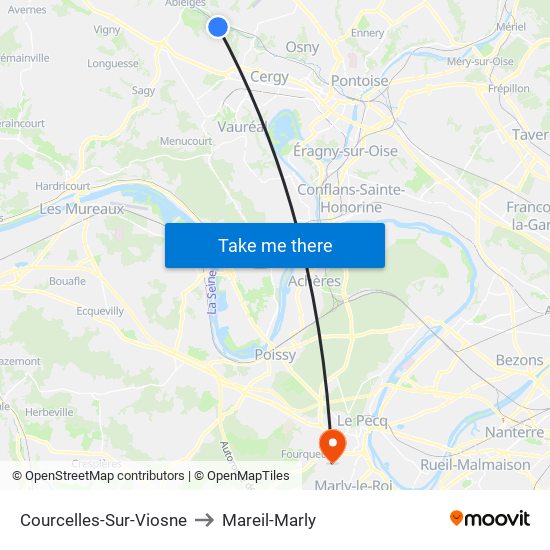 Courcelles-Sur-Viosne to Mareil-Marly map