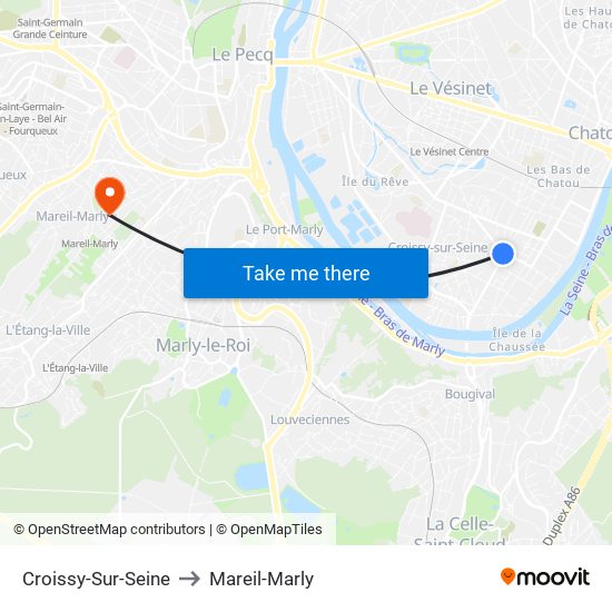 Croissy-Sur-Seine to Mareil-Marly map