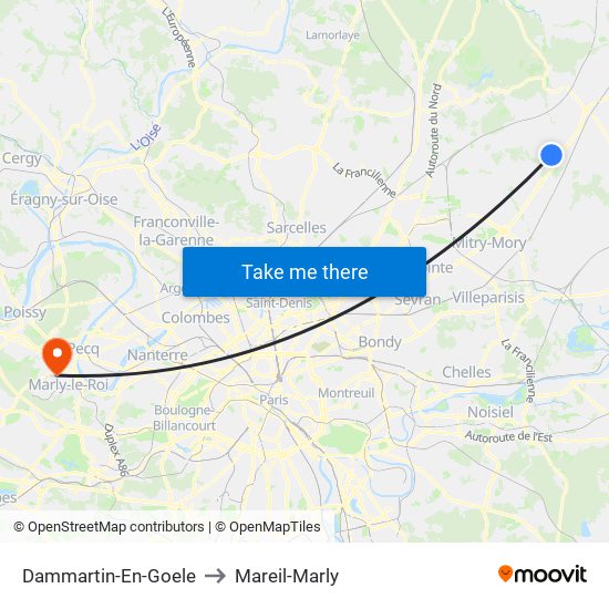 Dammartin-En-Goele to Mareil-Marly map