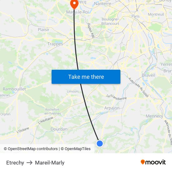 Etrechy to Mareil-Marly map