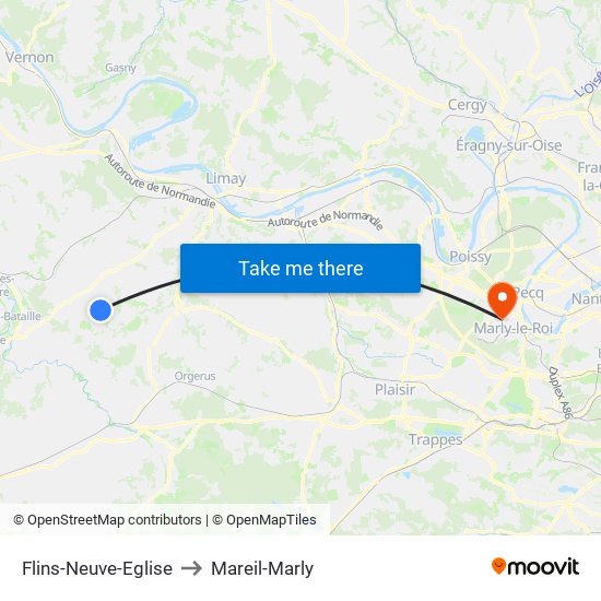 Flins-Neuve-Eglise to Mareil-Marly map