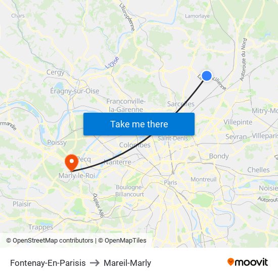 Fontenay-En-Parisis to Mareil-Marly map
