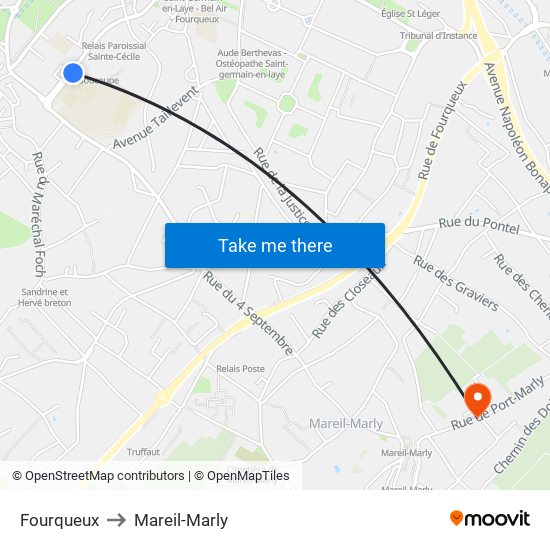 Fourqueux to Mareil-Marly map