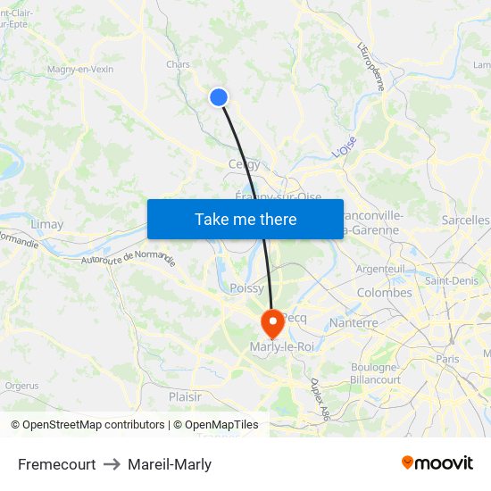 Fremecourt to Mareil-Marly map