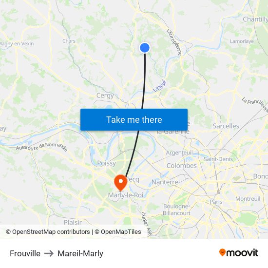 Frouville to Mareil-Marly map
