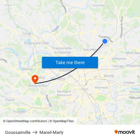 Goussainville to Mareil-Marly map