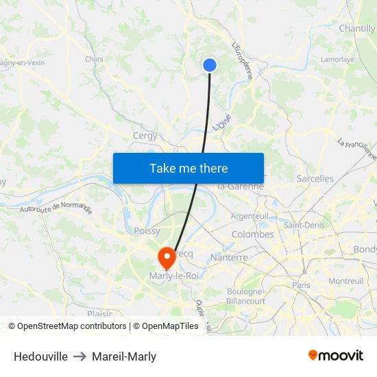 Hedouville to Mareil-Marly map