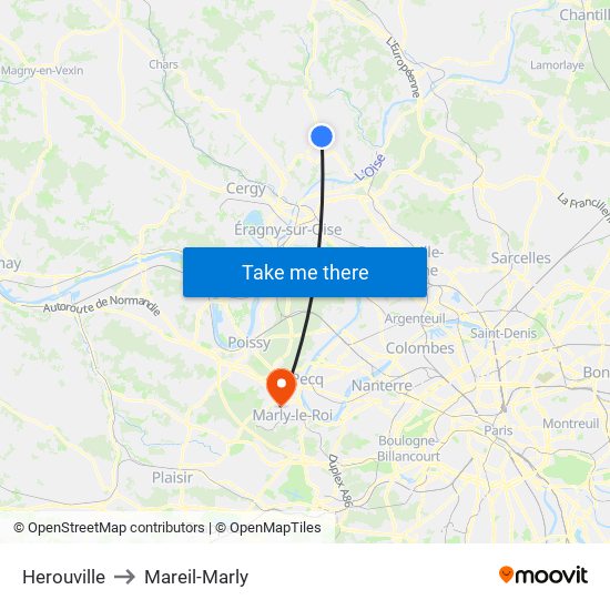 Herouville to Mareil-Marly map