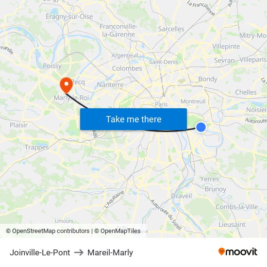 Joinville-Le-Pont to Mareil-Marly map