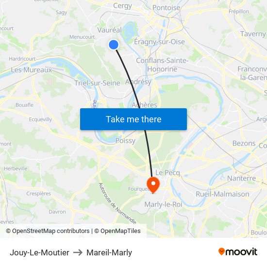 Jouy-Le-Moutier to Mareil-Marly map