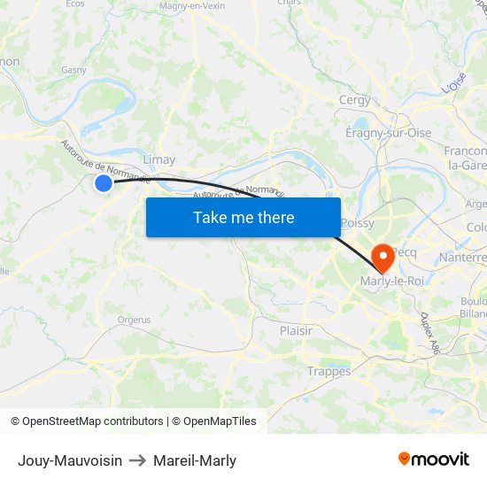 Jouy-Mauvoisin to Mareil-Marly map