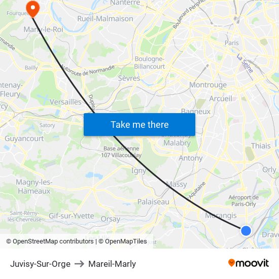 Juvisy-Sur-Orge to Mareil-Marly map