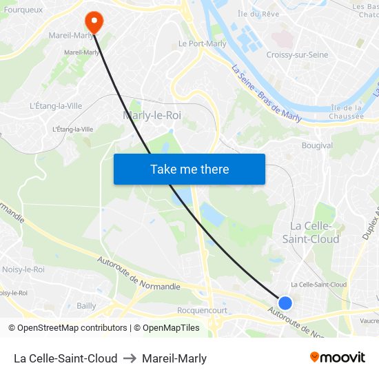 La Celle-Saint-Cloud to Mareil-Marly map