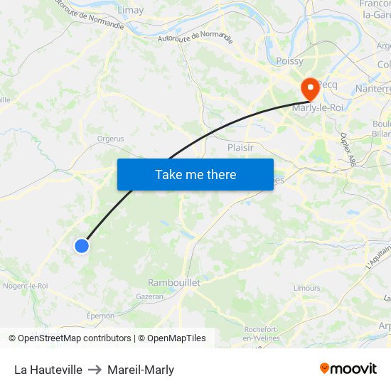 La Hauteville to Mareil-Marly map