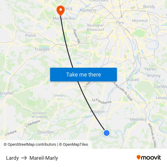 Lardy to Mareil-Marly map