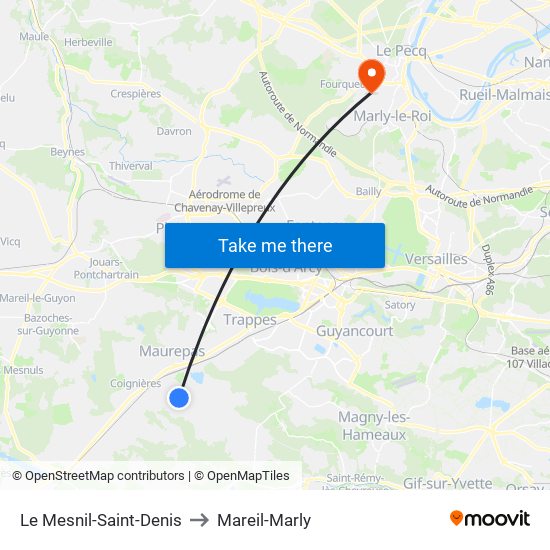 Le Mesnil-Saint-Denis to Mareil-Marly map