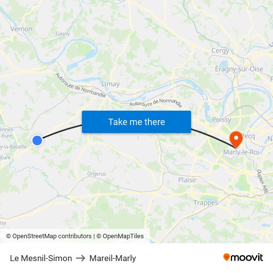 Le Mesnil-Simon to Mareil-Marly map