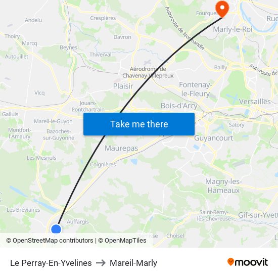 Le Perray-En-Yvelines to Mareil-Marly map