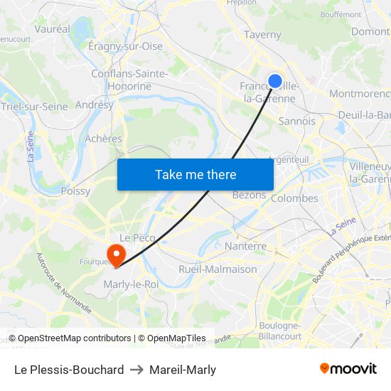 Le Plessis-Bouchard to Mareil-Marly map