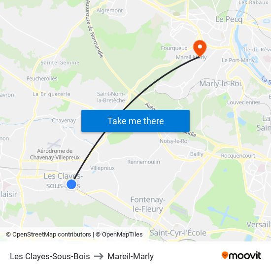 Les Clayes-Sous-Bois to Mareil-Marly map