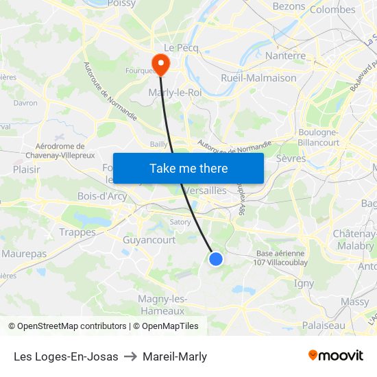 Les Loges-En-Josas to Mareil-Marly map