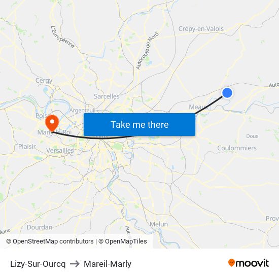 Lizy-Sur-Ourcq to Mareil-Marly map