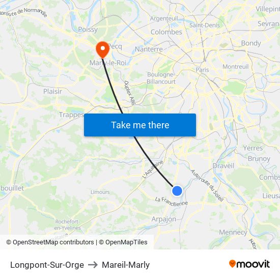 Longpont-Sur-Orge to Mareil-Marly map