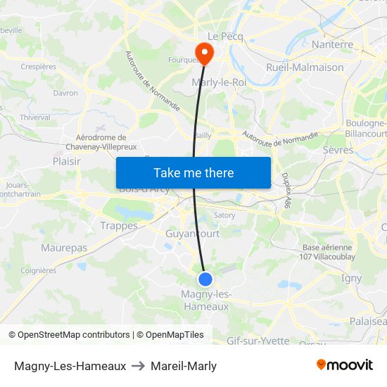 Magny-Les-Hameaux to Mareil-Marly map