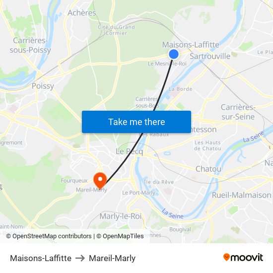 Maisons-Laffitte to Mareil-Marly map