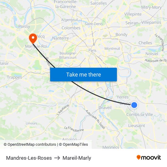 Mandres-Les-Roses to Mareil-Marly map