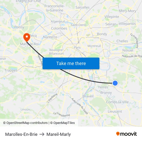 Marolles-En-Brie to Mareil-Marly map