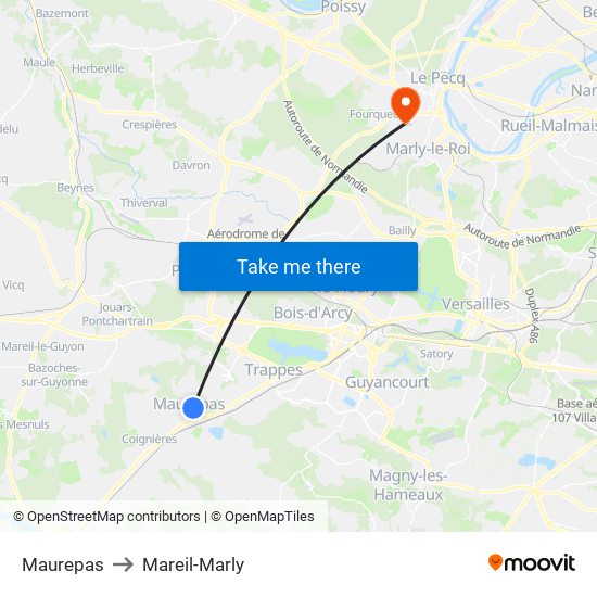 Maurepas to Mareil-Marly map