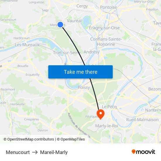 Menucourt to Mareil-Marly map