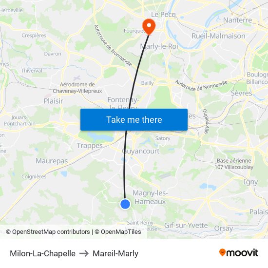 Milon-La-Chapelle to Mareil-Marly map
