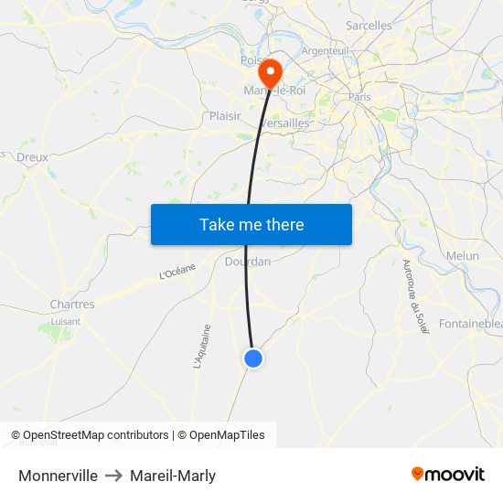 Monnerville to Mareil-Marly map
