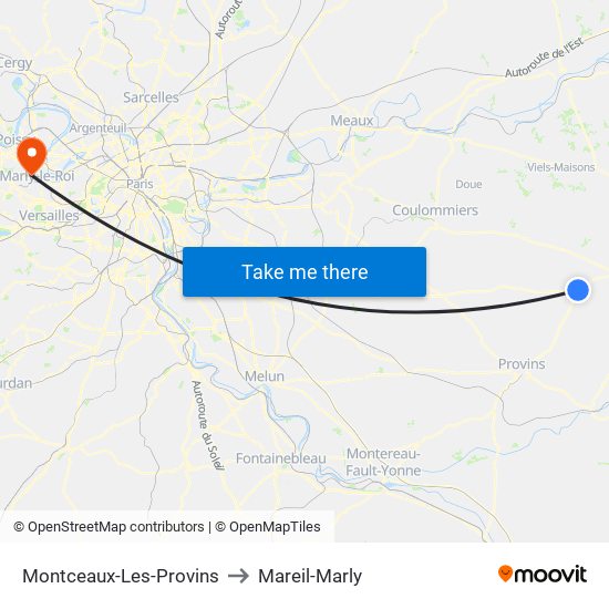 Montceaux-Les-Provins to Mareil-Marly map
